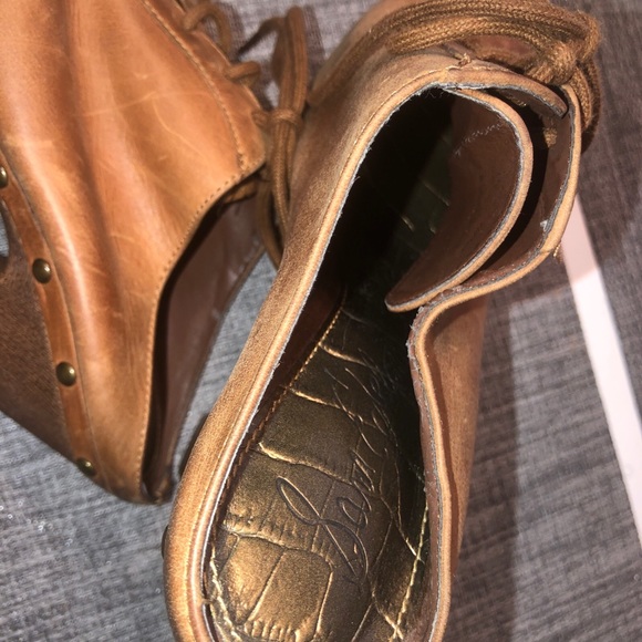 Sam Edelman clog mules heels platform slip on shoes Sz 8 brown women lace up - Picture 5 of 6